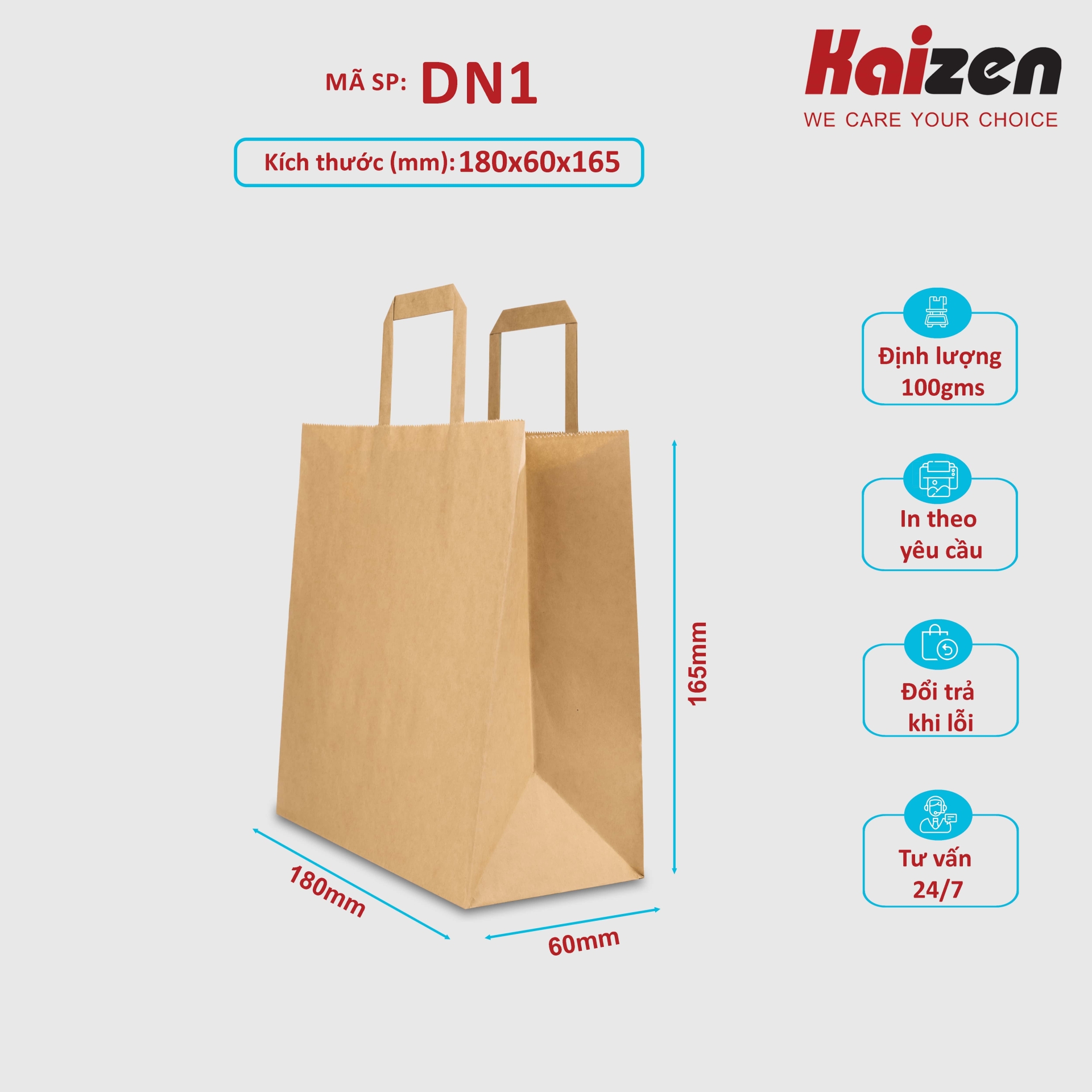 Túi kraft nâu quai dẹt nâu