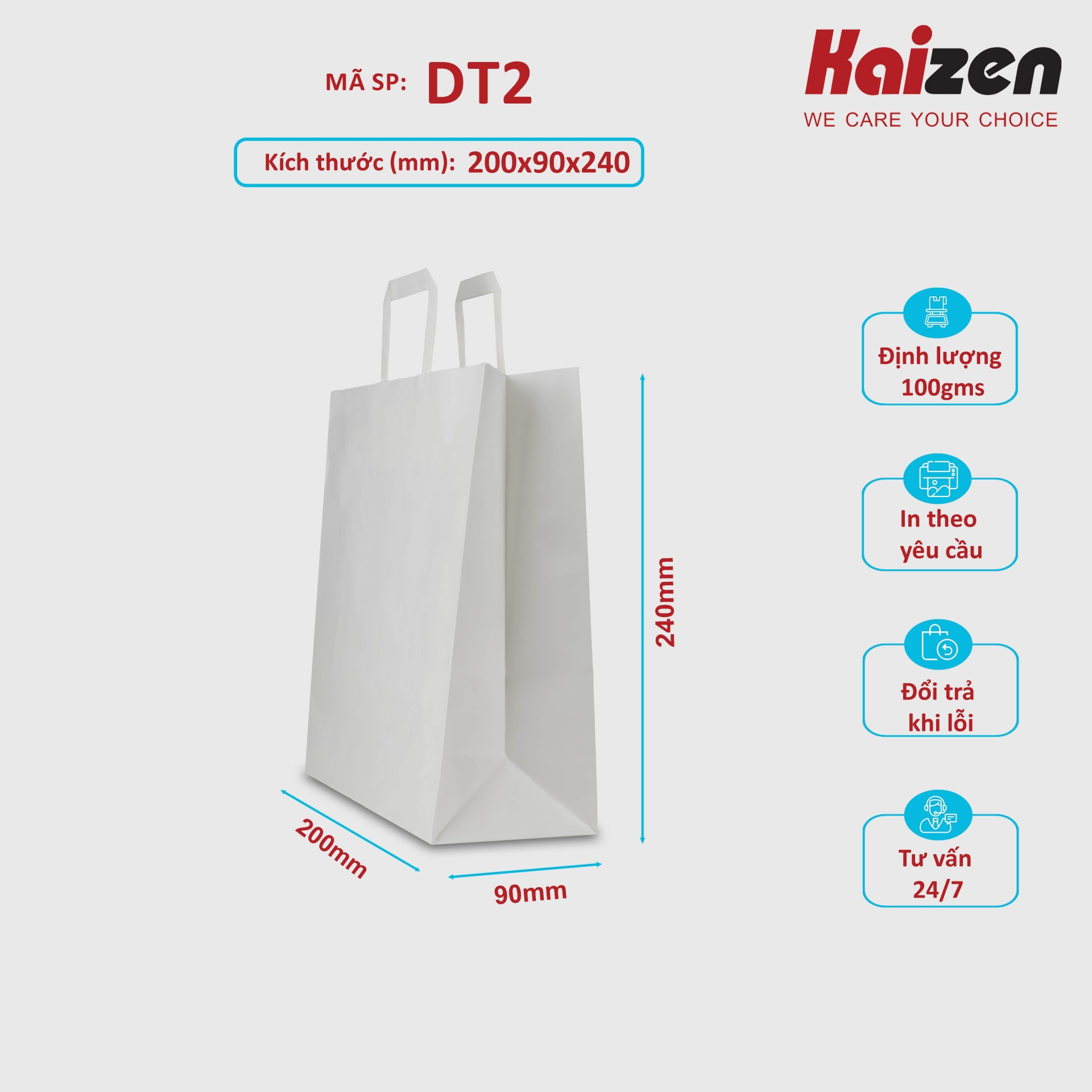 Túi kraft trắng quai dẹt trắng