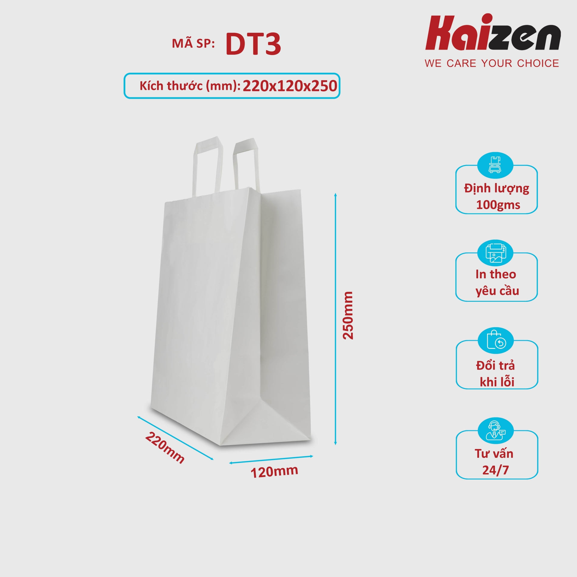 Túi kraft trắng quai dẹt trắng