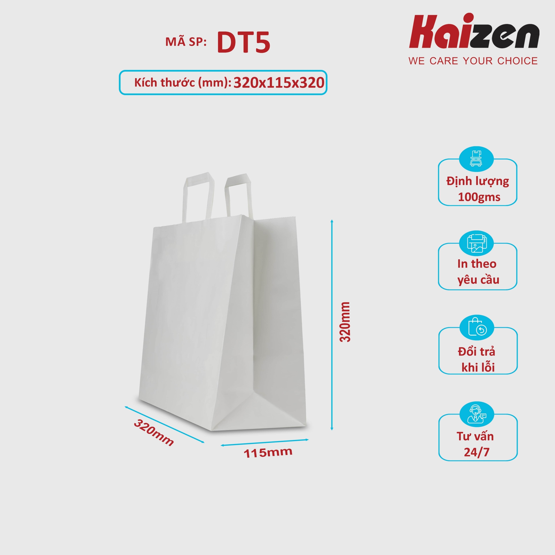 Túi kraft trắng quai dẹt trắng