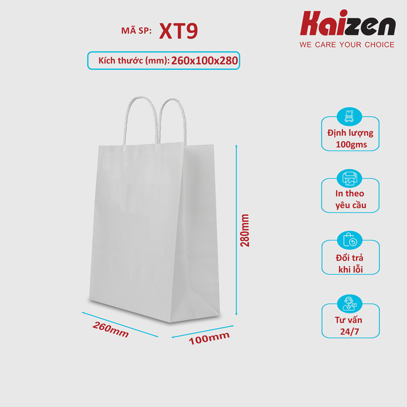 Túi kraft trắng quai xoắn trắng