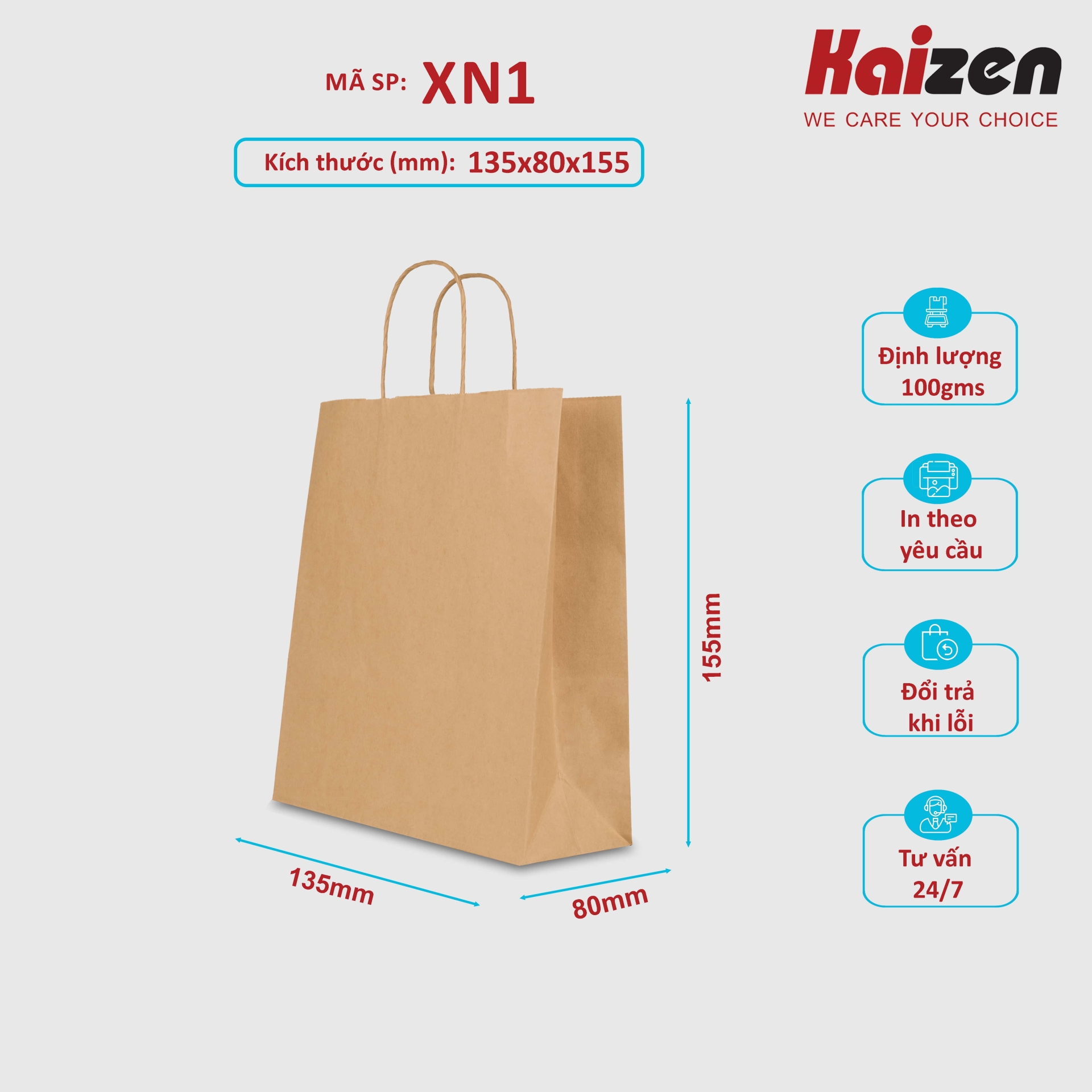 Túi kraft nâu quai xoắn nâu