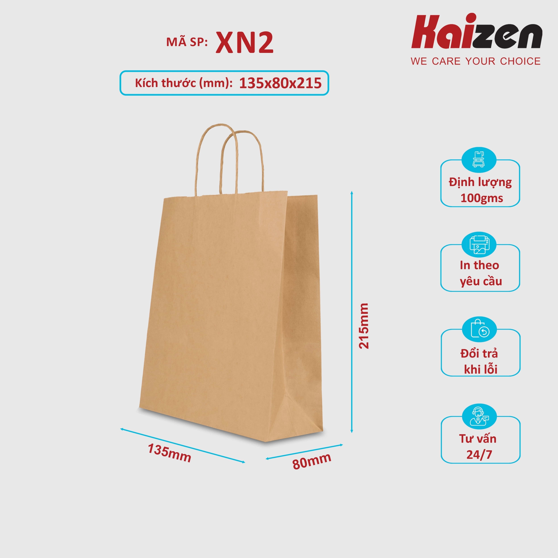 Túi kraft nâu quai xoắn nâu