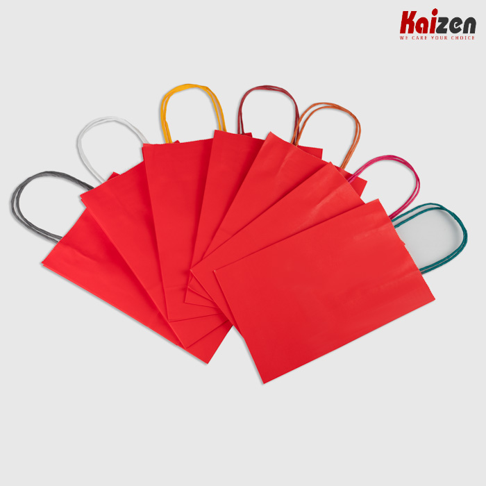 Túi Kraft màu Đỏ quai nhiều màu