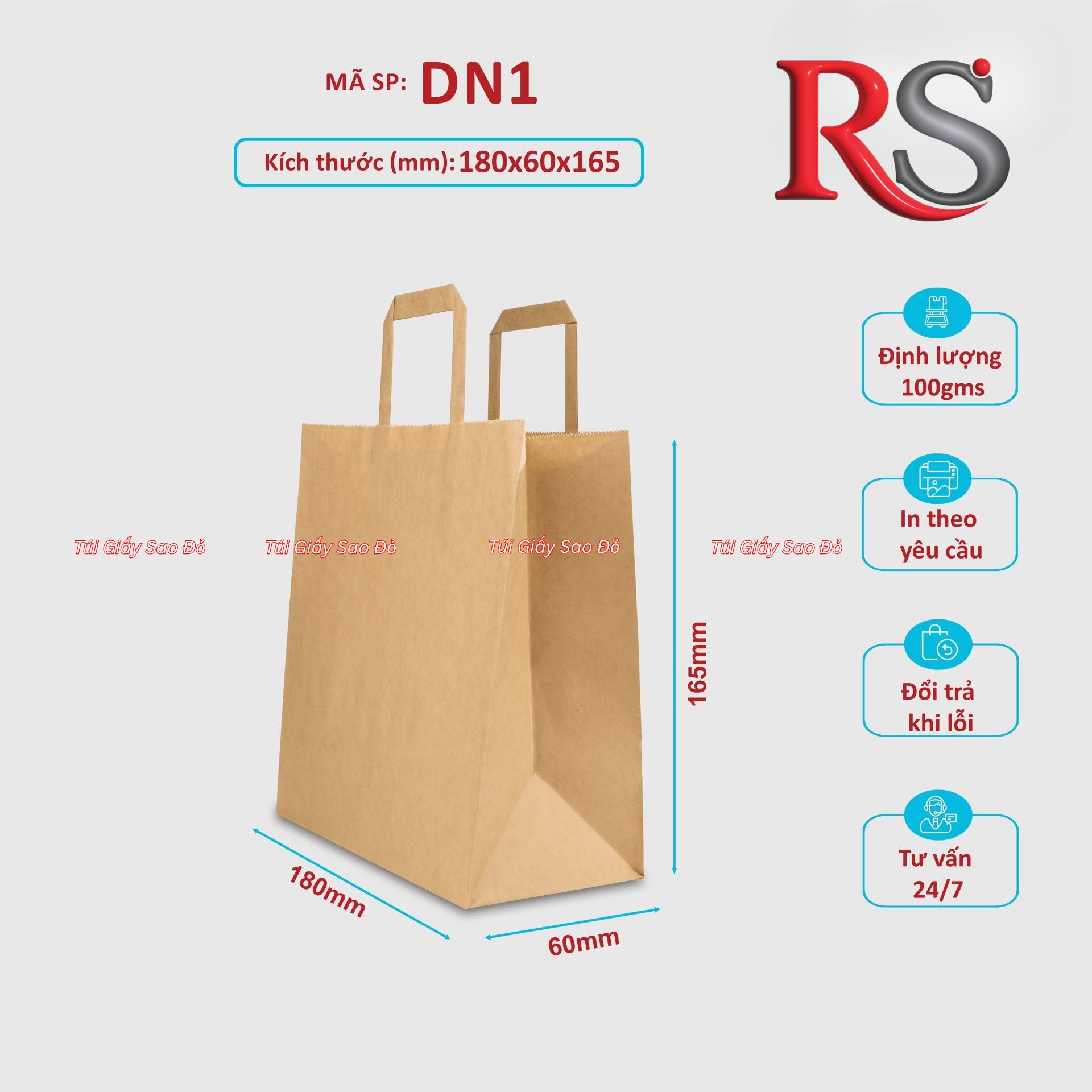 Túi kraft nâu quai dẹt nâu