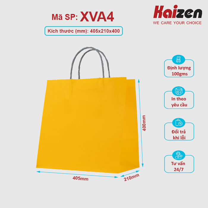Túi giấy vàng quai nhiều màu