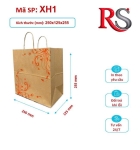Túi giấy xoắn nâu in hoa vàng,đáy vuông, in đáy 250 x 125 x 255 mm